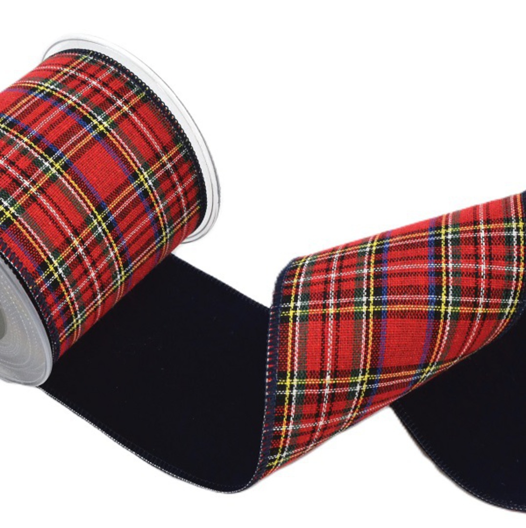 Ribbon 4.5mt, 100mm Tartan Red *ETA Nov image 0